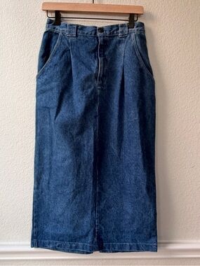 Vintage Vivaldi Denim Midi‎ Skirt High Waist A-Line Made in USA Size 10